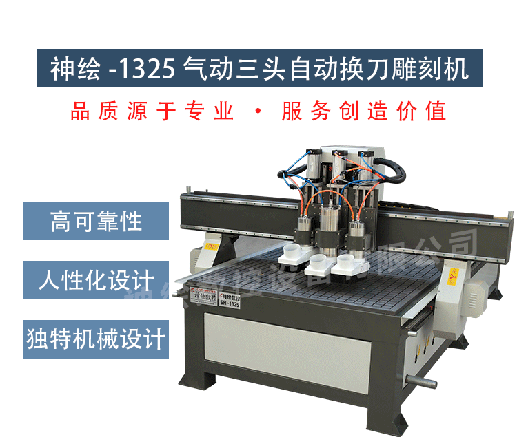 神繪SH-1325汽缸三頭木門櫥柜門專用數(shù)控木工雕刻機